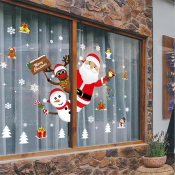 Nové Okno Nálepky Tvorivé Vianočné Santa Claus Snowflake Festival Domov Stenu, Nálepky Decoracion Sklo Dekor Nový Rok Dekor