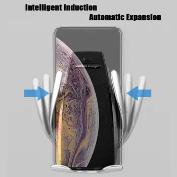 Inteligentné Automatické Upínacie Auto Bezdrôtová Nabíjačka Pre IPhone Xs Max 8 7 Plus XR Auto Držiaka Telefónu Rýchlo Nabíjačka Air Vent Mount Držiak
