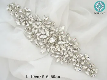 1PC Crystal silver Drahokamu Appliques patch zlaté svadobné korálkové nášivka šiť žehlička na na svadobné šaty WDD0924