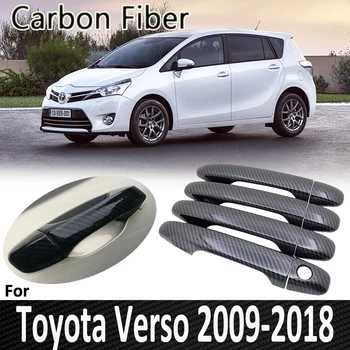 Čierne Uhlíkové Vlákna pre Toyota Verso AR20 20 2009 2010 2011 2012 2013 2016 2017 2018 Dvere Rukoväť Kryt Auto Príslušenstvo