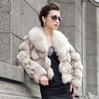Rf0046b žien reálne fox kožušiny bunda veľké kožušiny golier fox kabát prírodné kožušiny outwear Reálne Kožušinový Kabát
