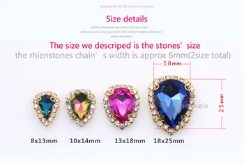 12p 13x18mm Slza sklo šitie kameň flatback šiť na crystal kamienkami Výbava šperky Gold base DIY Vyšívanie, plavidlá, oblečenie