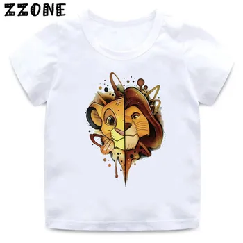 2020 Letné Baby Chlapci tričko Roztomilý Simba Cartoon Lion King Tlač Deti T-Shirts Legrační Zviera Deti, Dievčatá, Topy, Šaty,HKP5315