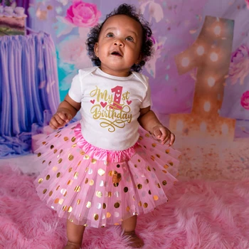 Detské Letné Dievča Šaty Prvý 1. Narodeniny Tortu Rozbiť Oblečenie Oblečenie 2 ks Súpravy Romper Tutu Dieťa Dieťa Dievčatá Vyhovuje