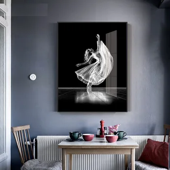 Moderné Dekoratívne Čierne A Biele Nástenné Maľby Tanec Dievča Charakter Pierko Obývacia Izba Dekorácie Plátno Na Stenu Umenie Domova