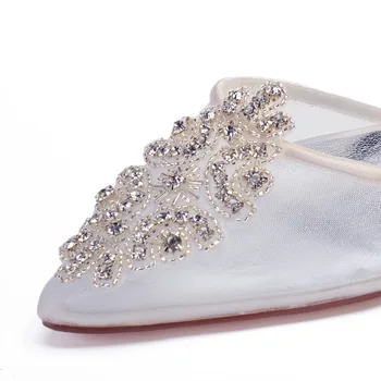 Creativesugar vidieť cez oka ukázal prst lady topánky členok popruh s krištáľovo čipky nášivka elegantné svadobné svadobné topánky čerpadlá
