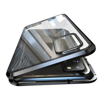 Luxusný Magnetická Adsorpcie Zadný Kryt pre Samsung Galaxy S20 Ultra S20 Plus Tvrdeného Skla Zabudovaný Magnet Kovové Nárazníka Prípade