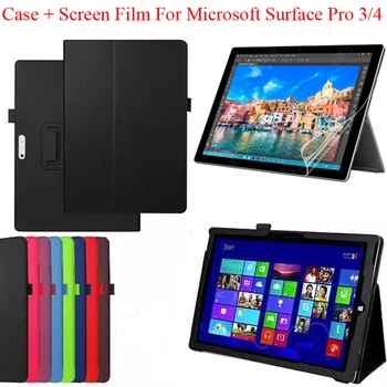 Screen Protector + Magnetický Kryt Pre Microsoft Surface Pro 3 / 4 / 5 / 6 / 7 Displej Film Stráže Na Povrchu Pro4 Pro3 pro7 Prípade