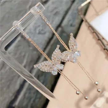 Kórejský Módne Drahokamu Motýľ Náušnice Hmyzu Strapec Visieť Náušnice Luxulry Šperky, Náušnice pre Ženy 2020