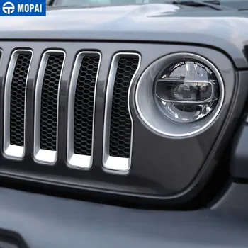 MOPAI Auto Prednej Mriežky Dekorácie Kryt Nálepky na Jeep Wrangler Sahara 2018+ Auto Príslušenstvo pre Jeep Gladiator JT 2018+