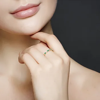 PANSYSEN 18K Zlata Farba Emerald Diamantové Prstene pre Ženy Ročníka, Malé Svadby, Zasnúbenie striebro 925 Krúžok Veľkoobchod Jemné Šperky