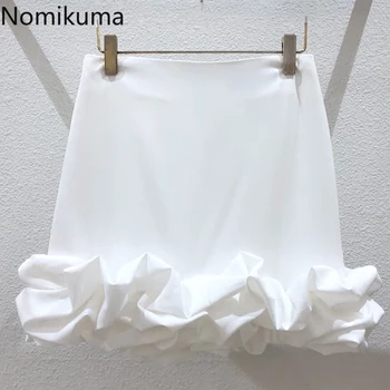 Nomikuma Lete Ženy Sukne Vysoký Pás 3D Prehrabať Mini A-line Sukne kórejský Sladké Faldas Mujer Moda 2020 Nové 6A903
