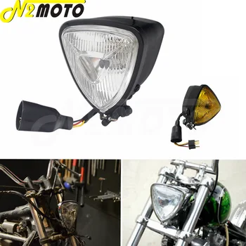 Motocykel 12V Chrome/Žltý Trojuholník Predné Odrazové Svetlometu Pre Harley Chopper Honda Bobber Cafe Racer Turné Ročníka Vedúci svetlo