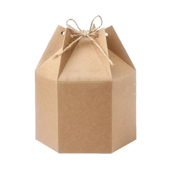 50Pcs Kraft Papier Package Kartónu Svietidla Hexagon Candy Box Prospech a Darčeky, Svadby, Vianočné Party Dodávky