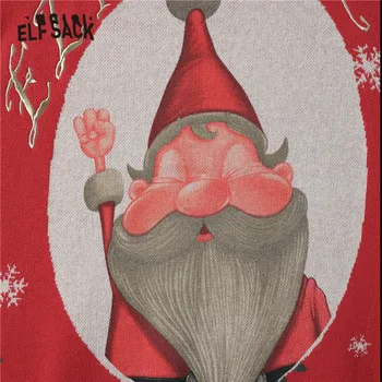 ELFSACK Vianočné štítky na Jacquardove Bežné Pletený Pulóver Svetre Ženy,2021 Zimné Cartoon Výšivky Celý Rukáv Dámske Denne Teplé Topy
