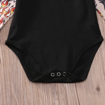 2020 Jeseň Zima Novorodenca Bavlnené Oblečenie Baby Boy Kombinézu Tetovanie Vytlačené Dlhý Rukáv Jumpsuit Oblečenie Čierna Sivá