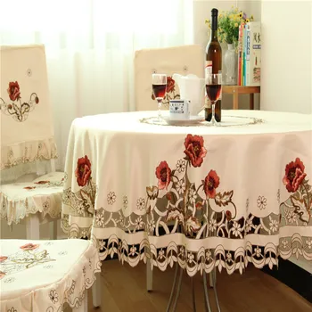Luxusné vyšívané obrus jedálenský stôl okrúhly stôl kryt obrus svadobné 229 kvet stoličky kryt bytový textil