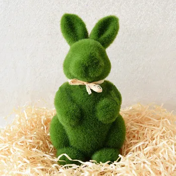 Zelená Veľká Noc Bunny Simulácia Krátke Načechraný Moss Bunny Deti Darček Pre Obývacia Izba Ploche Výzdoba Domov Ozdoby Záhrada