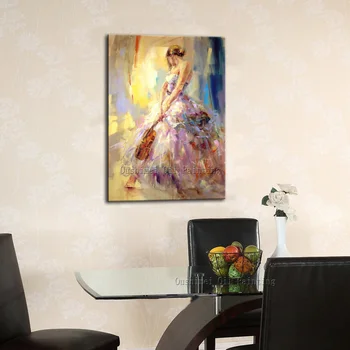 Ručné Moderný Obraz na Plátne Charakter Krásne Huslista Tanečník Maľovanie Zavesiť Obrazy Izba Dekor Obrázok olejomaľba