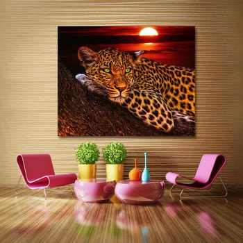 Divoké zviera leopard tiger, leopard, olejomaľba DIY maľovanie digitálne umenie maľba digitálne rodinný Hotel, dekoratívne maľby
