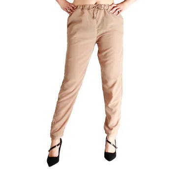 Letné bavlna šifón žien Členok-Dĺžka Nohavice jednofarebné voľné tenké ľanu bežné nohavice šedá, čierna, ružová Šnúrkou Nohavice