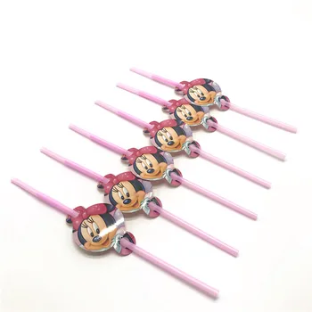 Nové Predaj Disney Minnie Mouse Pohár+Doska+Obrúsok+Slamy Dievča Narodeninovej Party Svadobný Darček Taška+Banner+Horn Dekorácie Dodanie 83Pcs/veľa