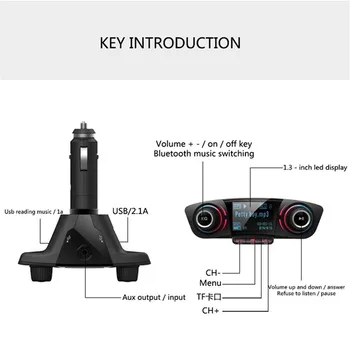 FM Vysielač Aux Modulátor Bluetooth Handsfree Car Kit Car Audio MP3 Prehrávač so Smart Charge Duálny USB Nabíjačka do Auta