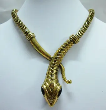 Podrobnosti o Móde, štýle Art Deco Zlatého Hada Zvierat Jasné Vyhlásenie Náhrdelník
