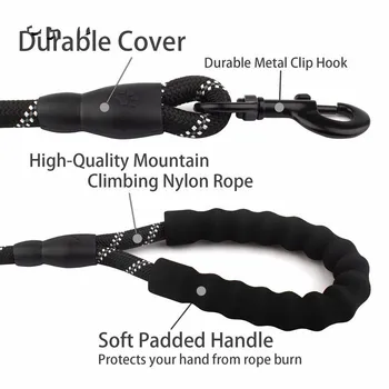 6-farebný hrubé nylon popruh, Mäkké kožené Kontroly reflexné horské lezenie lano pre malé a stredne veľkých psov postroj