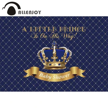 Allenjoy malý Princ strany pozadí crown blue damask banner fotografie pozadie chlapec narodeniny dieťa sprcha candy bar vlastné