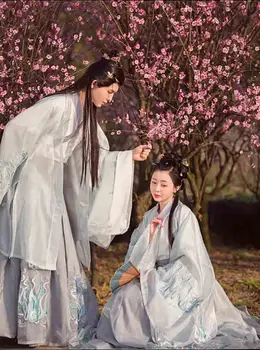 Luxusné Hanfu Mužov a Ženy Čínske Tradičné Výšivky Šedá Biela Hanfu Páry Cosplay Kostým Hanfu Pre Ženy&Mužov Plus Veľkosť XL