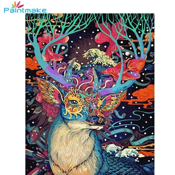 Paintmake jeleň DIY Maľovanie Podľa Čísel farebné zvierat olejomaľba na plátno Pre Domáce Izba dekor Wall Art Obrázok