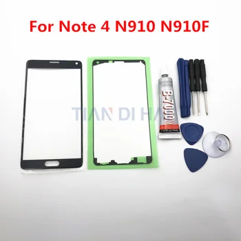 Note4 Predné Vonkajšie Sklo Objektívu náhradný Kryt Pre Samsung Galaxy note 4 N910 N910F N910V LCD sklo & B-7000 Lepidlo a Nástrojov