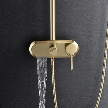 Zlatý štetec, kúpeľňa so sprchovým kútom set luxury gold sprcha zmiešavač teplej a studenej vaňou sprchové súpravy