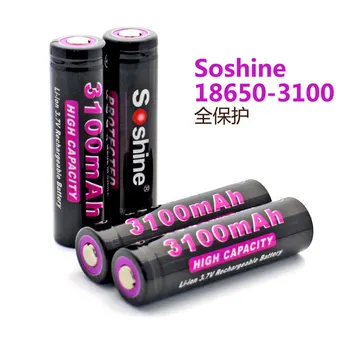 2ks/set Soshine 3100mAh 18650 3,7 V Li-ion batéria Lítiová Nabíjateľná Batéria S Chránené + Batéria Prípade