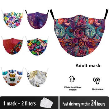 Umývateľný Textílie pleťová maska Opakovane Úst Maska Kvet Masky na Tvár Potlačené Tkaniny Dospelých Ochranné PM 2.5 Prachu Úst masku na Tvár