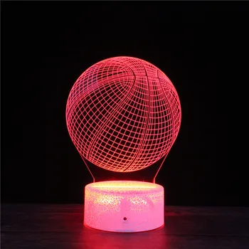 LED 3D Nočné Svetlo Basketbal FI-BA Športové 7 Farieb Mení na Čítanie USB Akryl svetlá dekor Nocí lampy deti darček pre dieťa dieťa