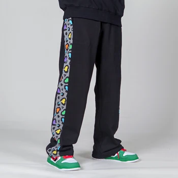 IEFB /pánskeho oblečenia streetwear voľné iny šitie leopard tlač bežné nohavice pár jednoduchých nadrozmerná all-zápas rovné nohavice Y3779