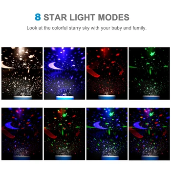 Hviezdna Noc Svetla Hviezdy Projektor Lampa LED Nočné Osvetlenie Farebné Otočiť Projektor Nočného Pre Deti, Detská Spálňa, Detská Dary