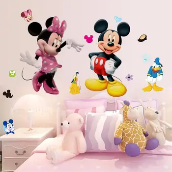 Anime Obrázok Disney Mickey Mouse Cartoon Samolepky Na Stenu Spálne Dekoratívne Deti Chlapci Dievčatá Diy Izba Dekorácie Zábavné Nálepky