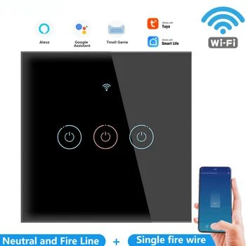 1/2/3 Gang TUYA WiFi Smart Touch Prepínač 110-250V Domov Stene Tlačidlo Pre Alexa a Domovská stránka Google Asistent Normy EÚ