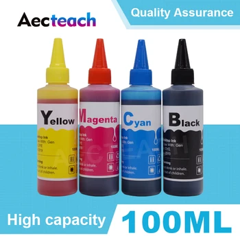 Aecteach Universal 100 ml Náplň Dye Ink Kit pre Epson pre Canon pre HP pre Brat Všetky Modelu Tlačiarne atrament CISS Atrament Voor inkt Nádrž