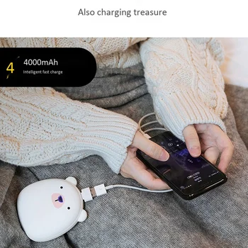 Roztomilý Kreslený Mini Ručné Teplejšie Prenosné USB Nabíjateľné Power Bank(4000MAh) Dual-Purpose Ručné Teplejšie