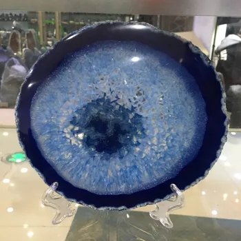 150mm Veľký MODRÝ Achát Plátok Geode Polished Quartz Crystal