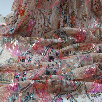 Čipky Textílie 5 metrov francúzskej Čipky Textílie 2021 Vysoko Kvalitnej Čipky a Tylu Čipky Textílie Afriky Čipky Textílie Sequin Nigérijský Textílie Strany
