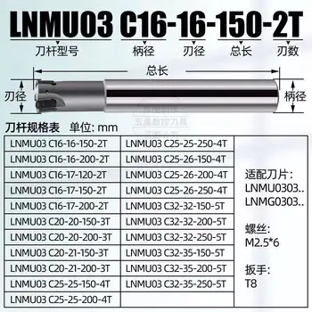 CNC frézovanie fréza bar EXN03R 24 mm 25 mm 26 mm-4t-taktné HSS frézka zliatiny fréza bar LNMU0303ZER ultra-high feed vložiť EXN03