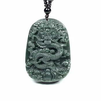 Prírodné Hetian Jade Dragon Prívesok Zverokruhu Náhrdelník Kúzlo Bižutéria Módne Doplnky, Ručne Vyrezávané Muž Žena Šťastie, Amulet Dary