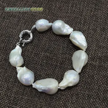 Náramok háčik náušnice perly nastaviť veľkosť barokový alebo Nepravidelný štýl biela farba nucleated flameball hruškovitého tvaru