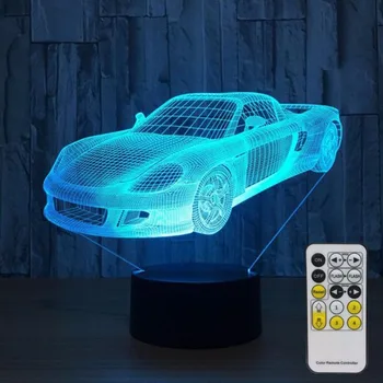 Auto Stolná Lampa 3D Nočné Svetlá pre Deti s Diaľkovým ovládačom alebo Dotykový Snímač s LED Dotykový 7 Farieb Zmena Hračka Drop Shipping