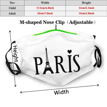 Paríž Zábavné Vytlačiť Opakovane Pm2.2430 Filter Masku Na Tvár, Paríž, Francúzsko Srdce Eiffelova Veža-Pamiatka